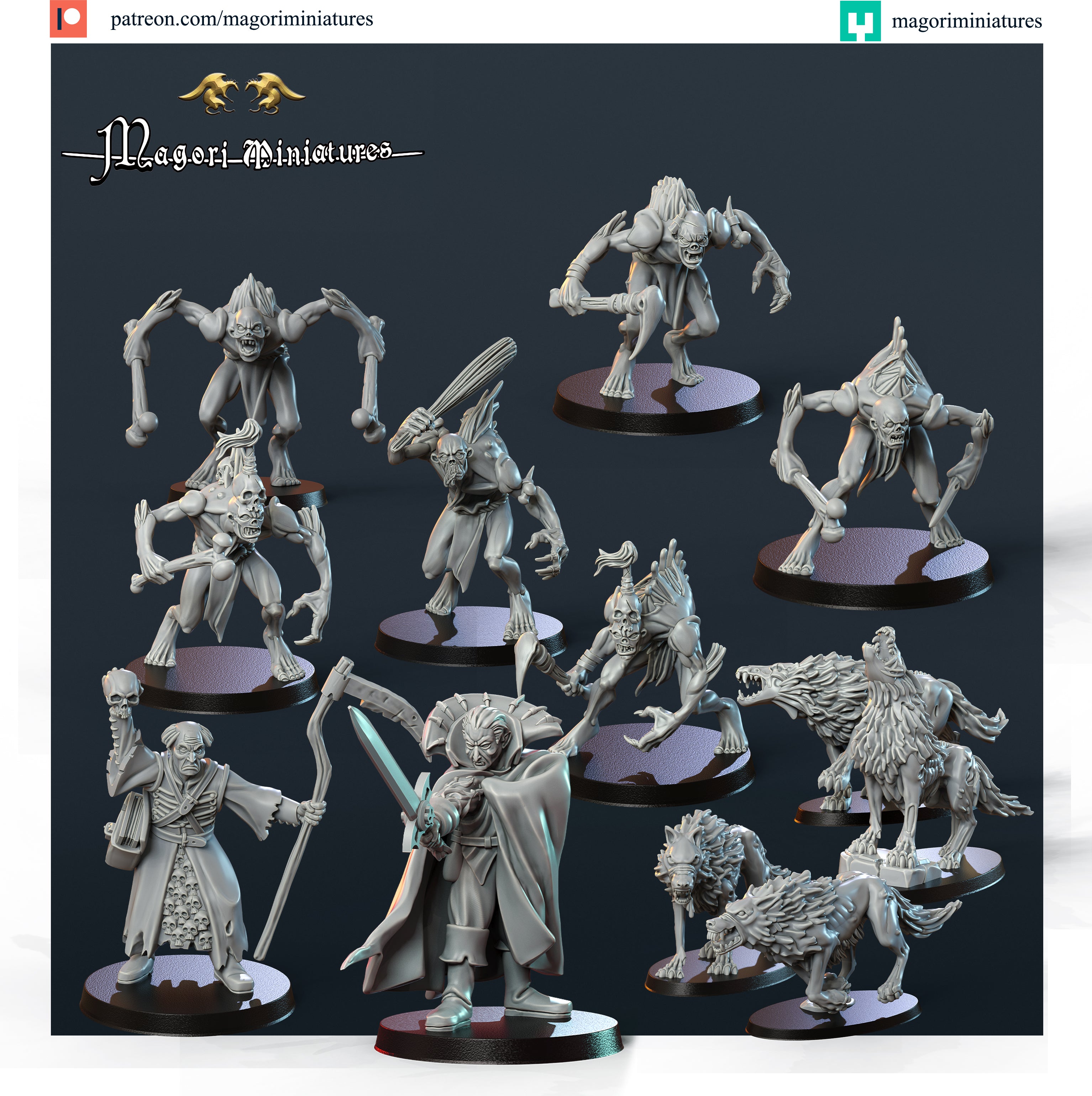 Undead Warband - Necromancer, Dire Wolfs, Ghouls and Vampire